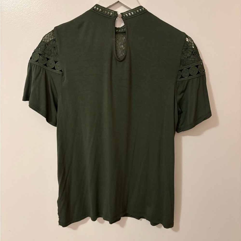 Olive Lace Ruffle Blouse - Picture 3 of 5